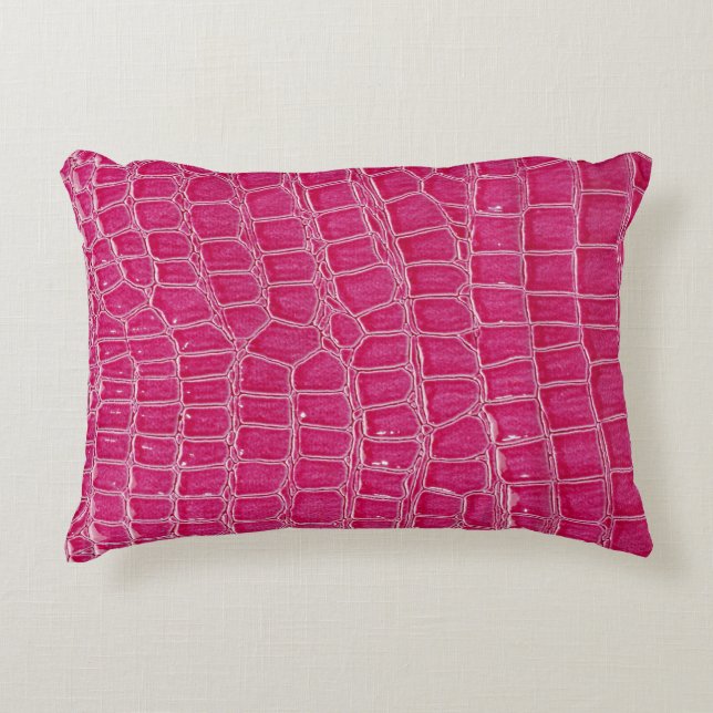Pink Alligator Patterned Texture Decorative Cushion (Front)