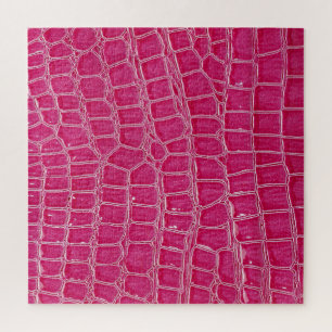 Pink Alligator Patterned Texture Jigsaw Puzzle