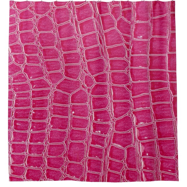 Pink Alligator Patterned Texture Shower Curtain (Front)
