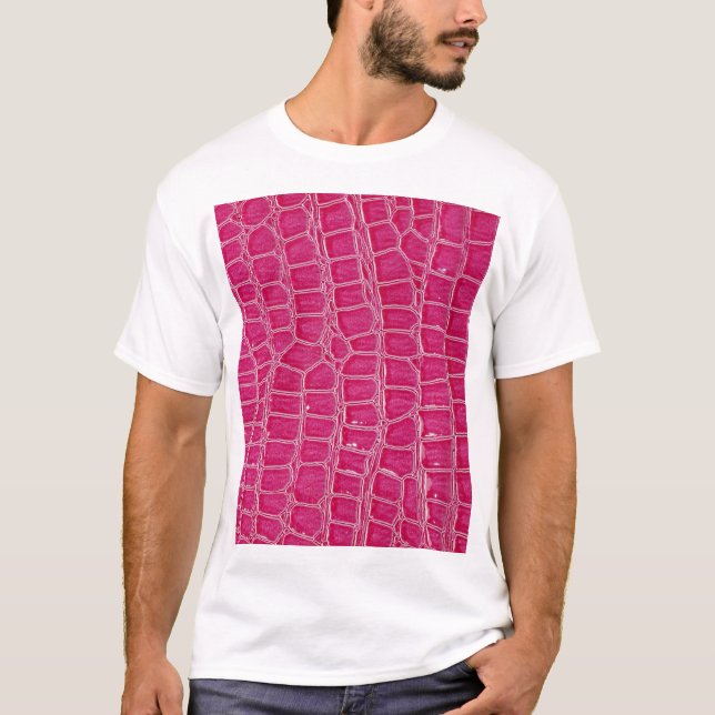 Pink Alligator Patterned Texture T-Shirt (Front)