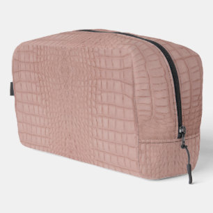 Pink Alligator Texture Print Dopp Kit
