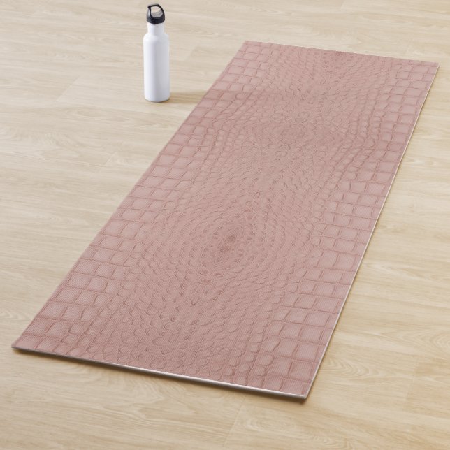 Pink Alligator Texture Print Yoga Mat (In Situ)