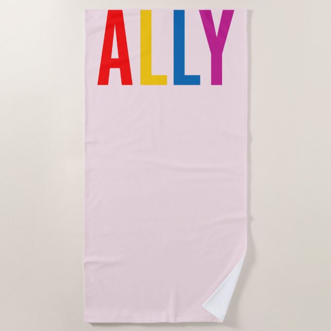 Pink Ally to the LGBTG Community Diversity Equity Beach Towel (Front)