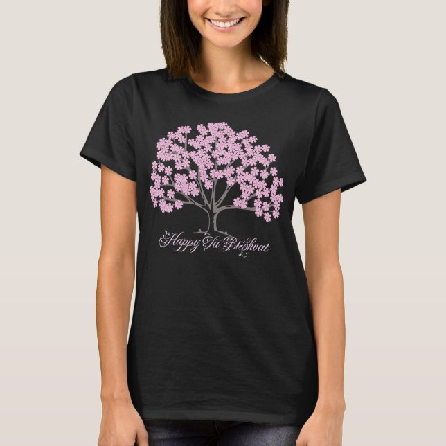 Pink Almond Tree Tu B'Shevat T-Shirt (Front)