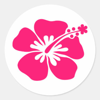 pink aloha flower classic round sticker