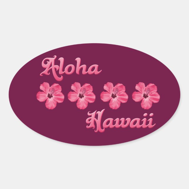 Pink Aloha Hawaii Oval Sticker (Front)