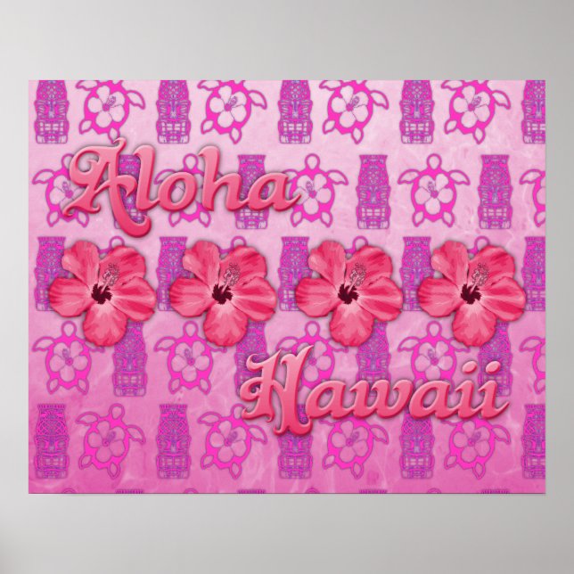 Pink Aloha Hawaii Poster (Front)