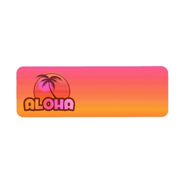 Pink Aloha Palm Return Address Label (Front)