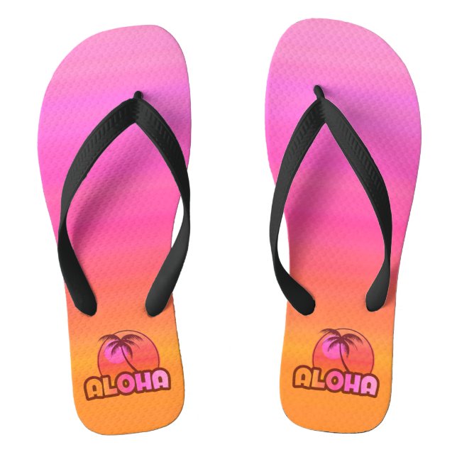 Pink Aloha Palm Thongs (Footbed)