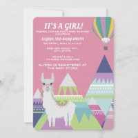 Pink Alpaca Balloon Baby Girl Shower