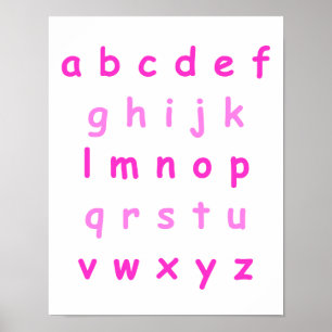 Pink Alphabet Lowercase Letters Teacher Kids Room Poster