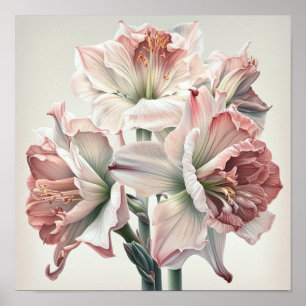 Pink Amaryllis Flower Art Print Poster