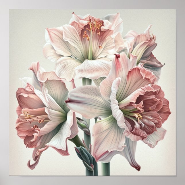Pink Amaryllis Flower Art Print Poster (Front)