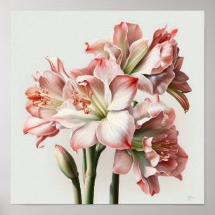 Pink Amaryllis Flower Art Print Poster