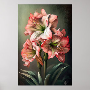 Pink Amaryllis Flower Art Print Poster