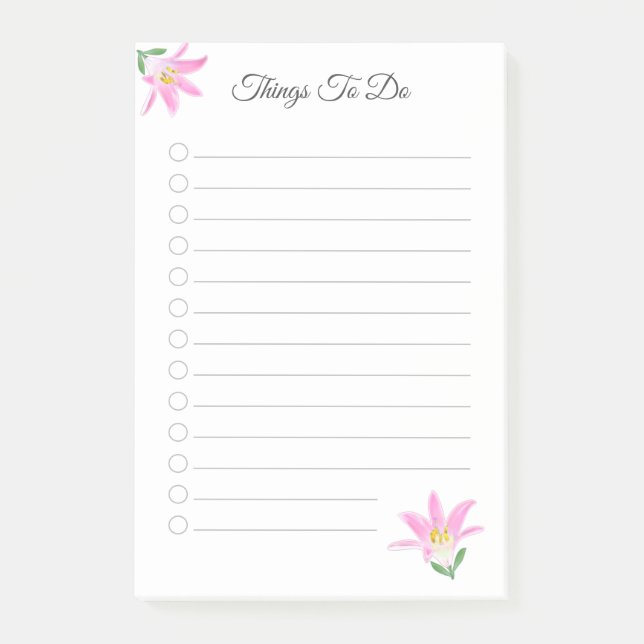 Pink Amaryllis Flower Things To Do Post-it Notes (Front)