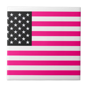 pink american flag ceramic tile