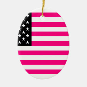 pink american flag ceramic tree decoration
