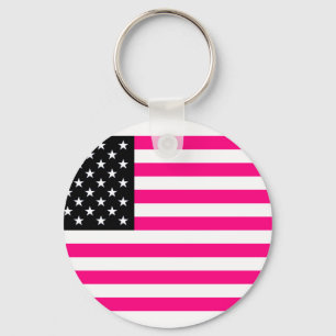 pink american flag key ring