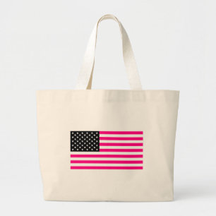 pink american flag large tote bag
