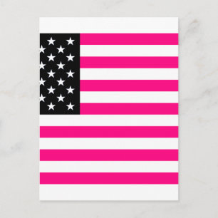 pink american flag postcard