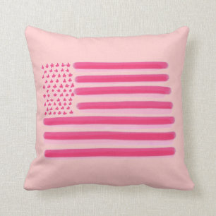 Pink American flag stars stripes decorative pillow