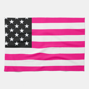 pink american flag tea towel