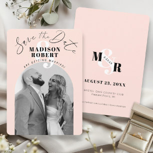 Pink Ampersand Black & White Photo Arch Wedding Save The Date
