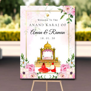 Pink Anand Karaj welcome sign