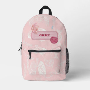 Pink Anatomy Medical Student Aesthetic Design Printed Backpack