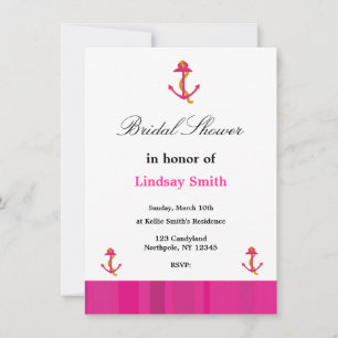Pink Anchor Bridal Shower Invitation