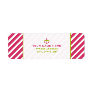 Pink Anchor & Diagonal Stripes Address Label Return Address Label