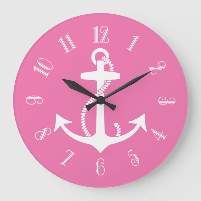 Pink Anchor Large Clock (Front)