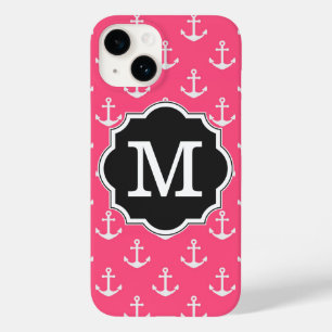 Pink Anchor Pattern Monogram Case-Mate iPhone 14 Case