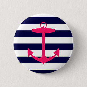 Pink Anchor Silhouette 6 Cm Round Badge