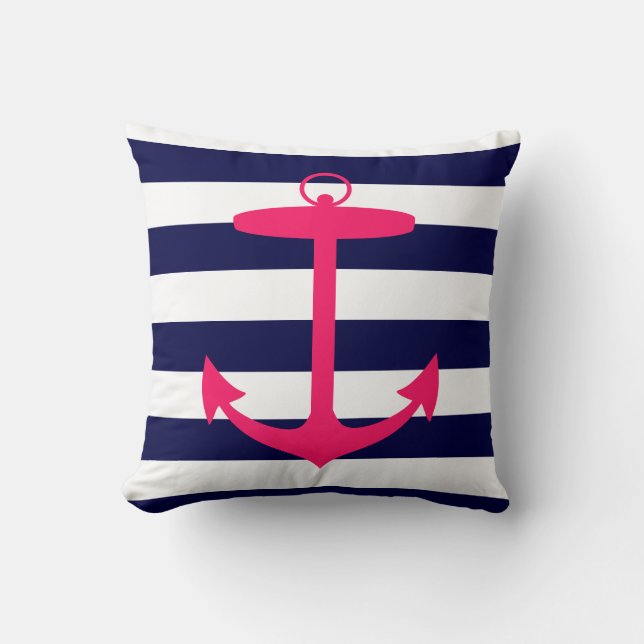 Pink Anchor Silhouette Cushion (Front)
