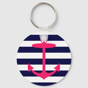 Pink Anchor Silhouette Key Ring