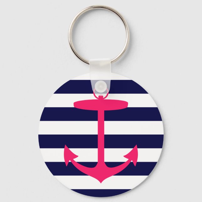 Pink Anchor Silhouette Key Ring (Front)