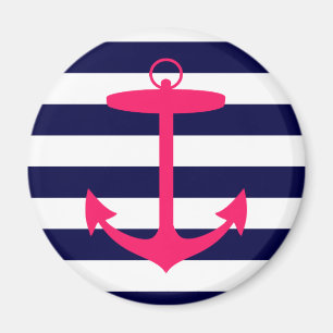 Pink Anchor Silhouette Magnet