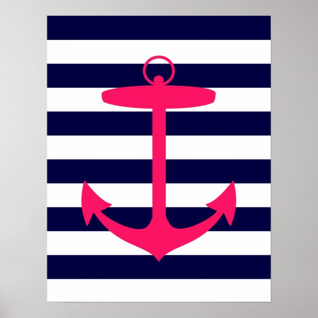 Pink Anchor Silhouette Poster (Front)