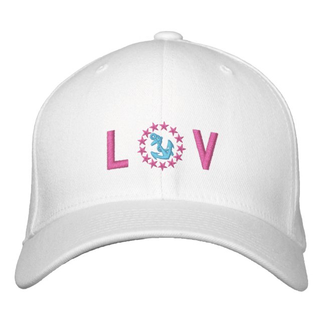 Pink ANCHOR STAR Monogram Personal Embroidered Cap (Front)