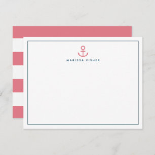 Pink Anchor Stationery Note Card