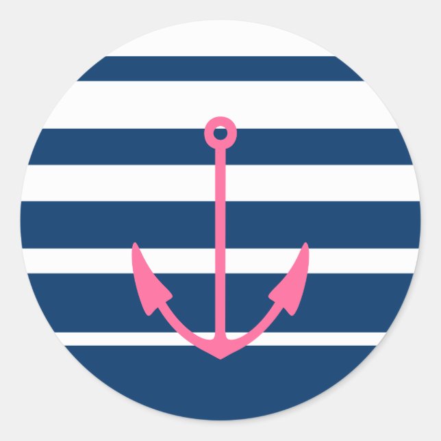 Pink anchor stickers with blue and white stripes (Front)