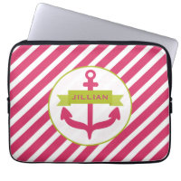 Pink Anchor & Stripes Electronics Bag