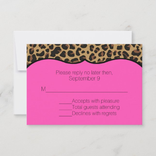 Pink and Animal Print All Purpose RSVP Card (Front)
