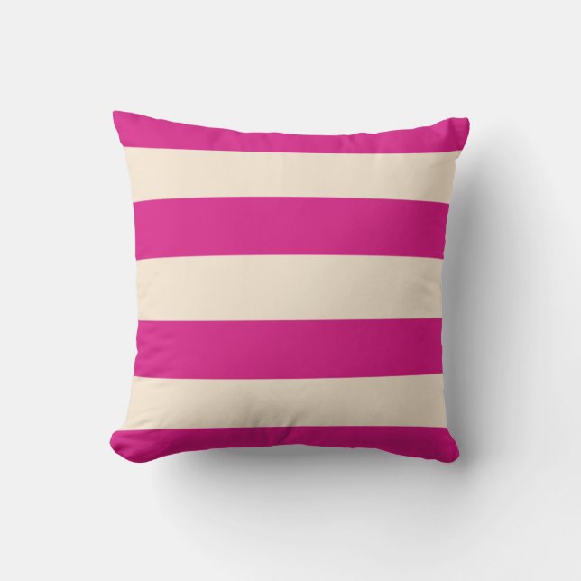 Pink and Antique White Stripes Cushion (Front)