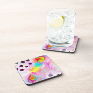 Pink and Aqua Abstract Coaster