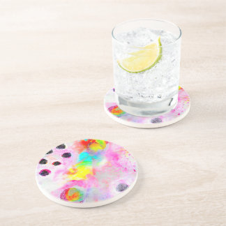 Pink and Aqua Abstract Coaster