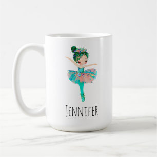Pink And Aqua Ballerina Dancer Coffee Mug