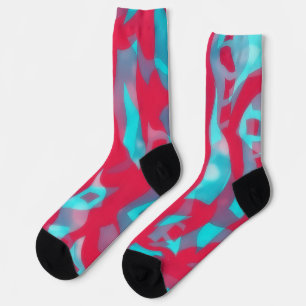 Pink and Aqua Blue Crazy Socks Art